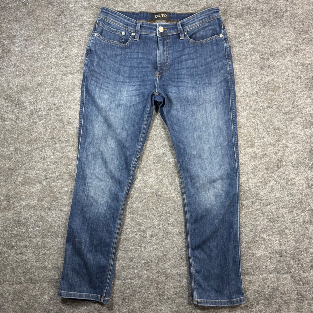 DU/ER Mens L2X Performance Relaxed Taper Denim Jeans Blue Size 33x30 Coolmax
